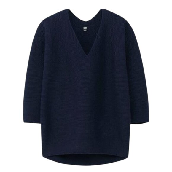 Uniqlo Tops - Uniqlo 3D Cocoon Silhouette Sweater – Navy, XS, 100% Cotton